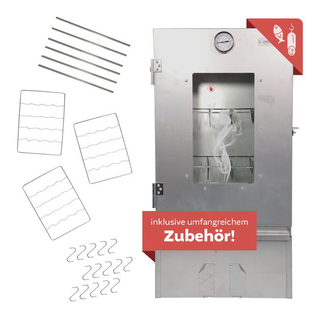 Räucherofen 80 cm Stahl, höhenverstellbare Auflagen, Schönheitsfehler Räucherofen 80 cm Stahl, höhenverstellbare Auflagen, Schönheitsfehler